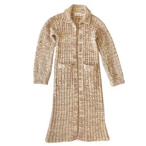 Elegant Tan Ribbed Cardigan Sweater